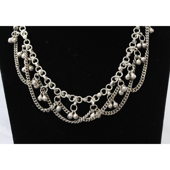 Vintage Very Unique Silver Toned Multilayer Necklace N68 - Picture 4 of 4